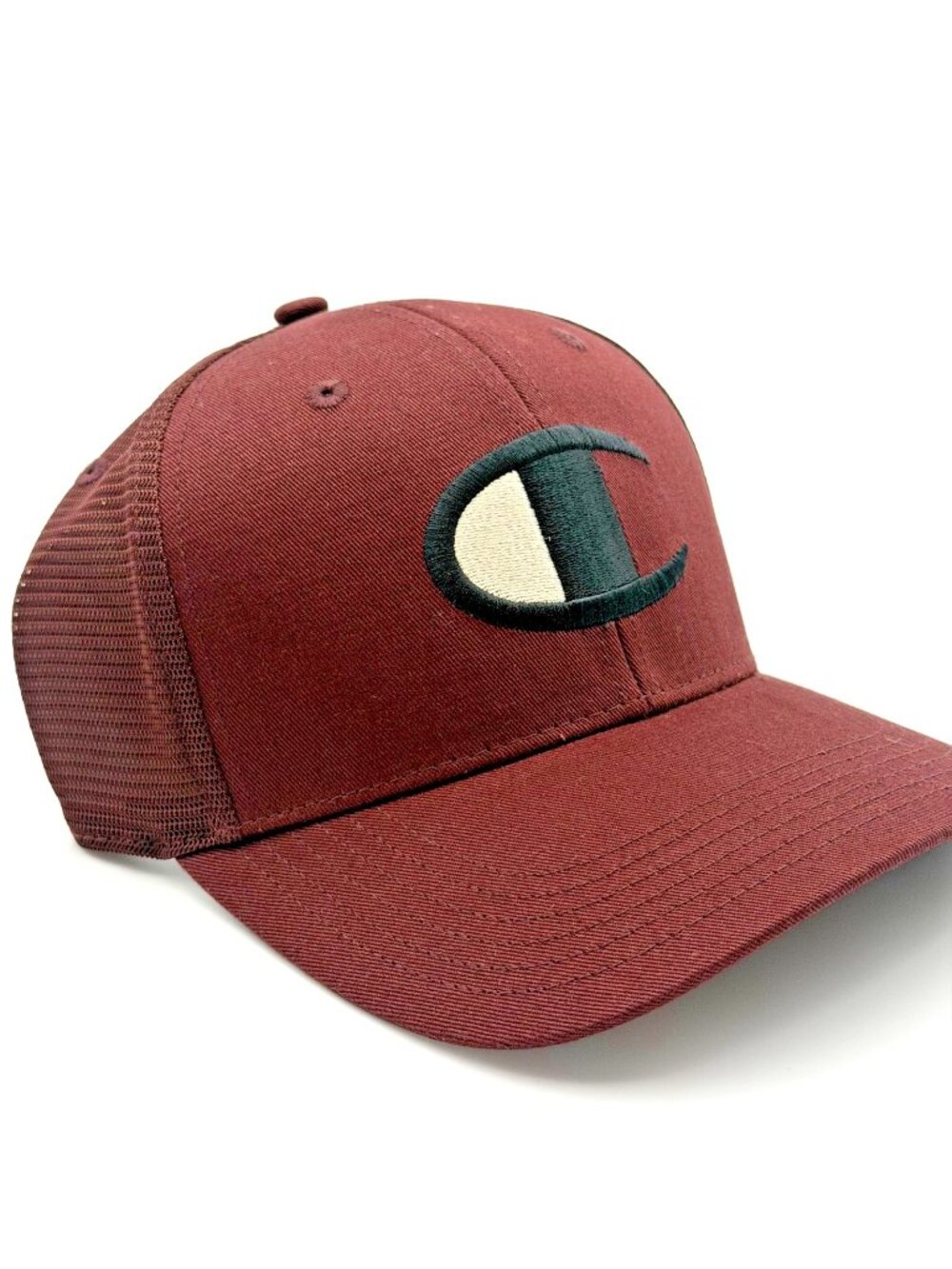 Champion Big C Trucker Hat Maroon Burgundy Mesh Snapback Adjustable NWT